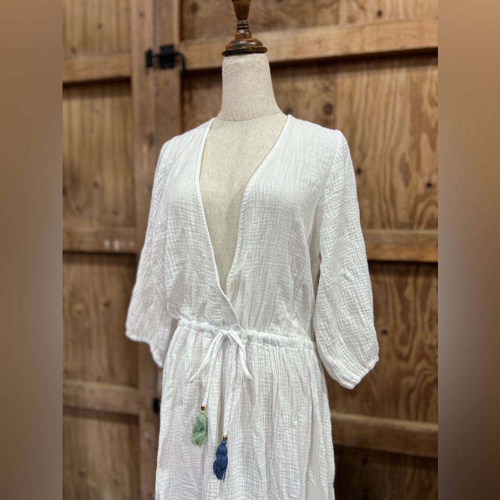Bird & Knoll Alejandra Maxi Dress Gauzy Resortwear Vacation Lougewear Size Large — image 2 of 8
